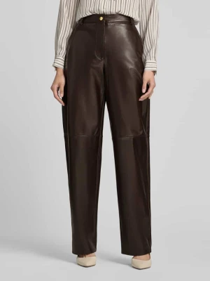 Spodnie ze skóry o kroju tapered fit z naturalnej skóry jagnięcej Max Mara Ciemnobrązowy