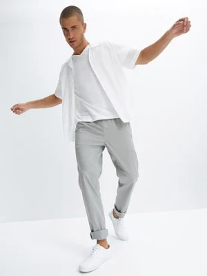 Spodnie ze stretchem i  elastyczną gumką w talii, regular fit, prosta nogawka bonprix