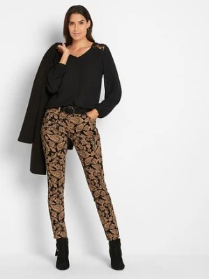 Spodnie ze stretchem i nadrukiem bonprix