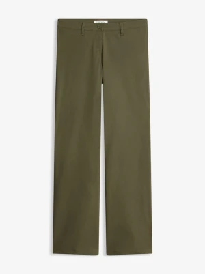 Spodnie ze stretchem o kroju bootcut BonPrix zielony