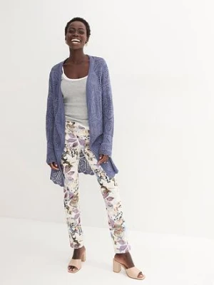 Spodnie ze stretchem w kwiaty bonprix