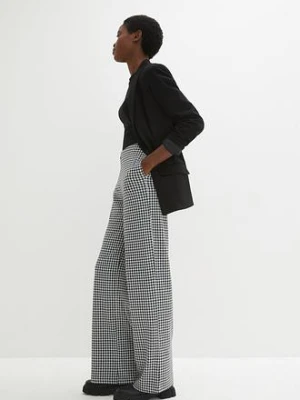 Spodnie ze stretchem w pepitkę, wide leg bonprix
