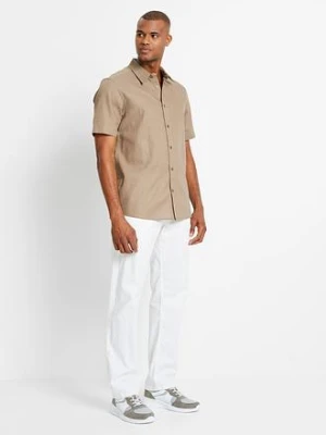 Spodnie ze sznurkiem w pasie, z przewiewnej mieszanki lnu o prostych nogawkach i kroju relaxed fit bonprix