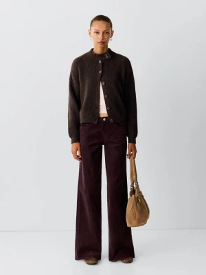 Spodnie ze sztruksu wide leg burgund - Teen - MANGO TEEN