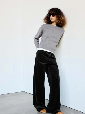 Spodnie ze sztruksu wide leg czarny - Kobieta - MANGO