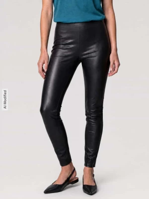Spodnie ze sztucznej skóry o kroju slim fit z mieszanki wiskozy model 'RESA' RAFFAELLO ROSSI Czarny