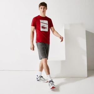 Lacoste SPORT Męski oddychający T-shirt z nadrukiem 3D