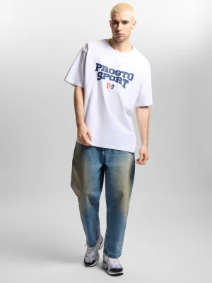 Zdjęcie produktu Sport t-shirt boxy męski bawełniany biały Klasyk