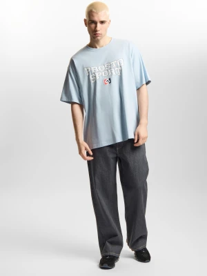 Sport t-shirt boxy męski bawełniany jasnoniebieski Klasyk