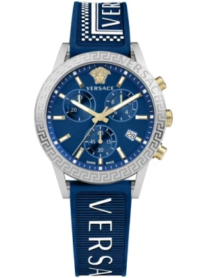 Sport Tech Chronograf Gumowy Zegarek Niebieski Versace