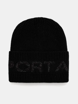 Sportalm czapka wełniana kolor czarny z cienkiej dzianiny wełniana 1819809716