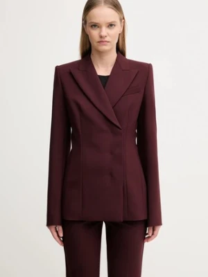 Sportmax marynarka z dodatkiem wełny COCCO kolor bordowy jednorzędowa gładka 2522046042600