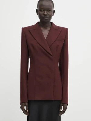 Sportmax marynarka z dodatkiem wełny COCCO kolor bordowy jednorzędowa gładka 2522046042600