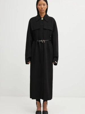 Sportmax płaszcz wełniany OLIO kolor czarny 2522016021600