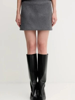 Sportmax spódnica wełniana POGGIO kolor szary mini rozkloszowana 2522106022600