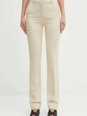 Sportmax spodnie FETTA damskie kolor beżowy proste high waist 2522136051600