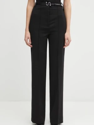 Sportmax spodnie TEXAS damskie kolor czarny dzwony high waist 2522786021600