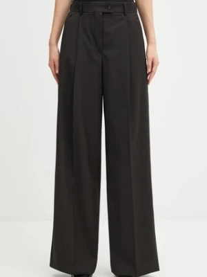 Sportmax spodnie wełniane VELA damskie kolor brązowy szerokie high waist 2522136021600