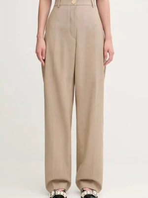 Sportmax spodnie z dodatkiem wełny SALVO damskie kolor beżowy dzwony high waist 2522136071600