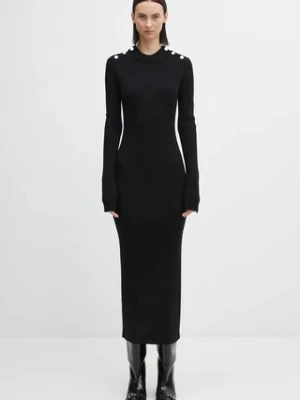 Sportmax sukienka z dodatkiem wełny GARIBO kolor czarny maxi dopasowana 2522326022600