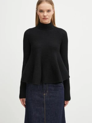 Sportmax sweter wełniany ASTICE damski kolor czarny ciepły z półgolfem 2522366102600