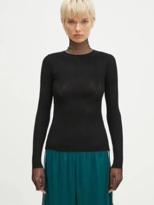 Sportmax sweter wełniany Derris damski kolor czarny lekki z golfem 2422366052600