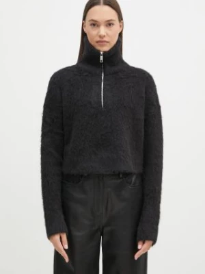 Sportmax sweter wełniany Falcone damski kolor czarny ciepły z półgolfem 2422366172600