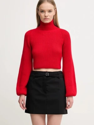 Sportmax sweter wełniany MARMO damski kolor czerwony z golfem 2522366092600