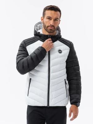 Sportowa kurtka męska pikowana - biała V12 OM-JALP-0119
 -                                    L Ombre