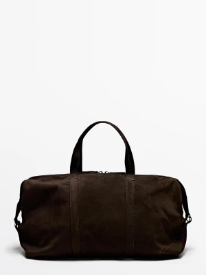 Sportowa Torebka Z Zamszu - Czekoladowy - Massimo Dutti - Male