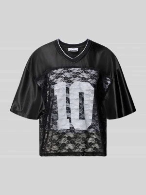 Sportowy trykot z koronki z elementami nadruku Review