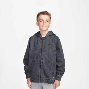 Sportswear Collection Full-Zip Hooded Denim Jacket Nike szary
