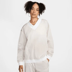 Nike Sportswear Essential Woven UV Longsleeve Vneck Crew kobiety Bluzy beż rozmiar Odzież