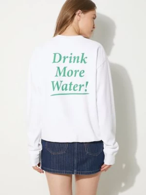 Sporty & Rich bluza bawełniana Drink More Water Crewneck damska kolor biały z nadrukiem WS067S405DW