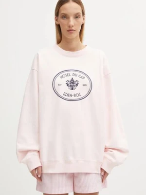 Sporty & Rich bluza bawełniana Eden Crest Embroidered damska kolor różowy z aplikacją ST07160621P140