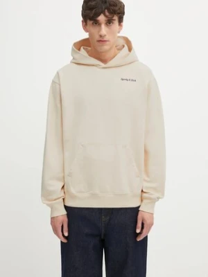 Sporty & Rich bluza bawełniana Eden Crest Embroidered kolor beżowy z kapturem gładka ST07060666CR01