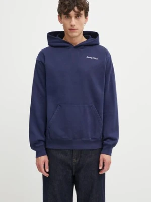 Sporty & Rich bluza bawełniana Eden Crest Embroidered kolor granatowy z kapturem z aplikacją ST06760666BL106
