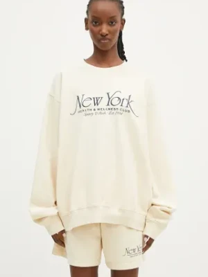 Sporty & Rich bluza bawełniana NY 94 damska kolor beżowy z nadrukiem WS067S409NC