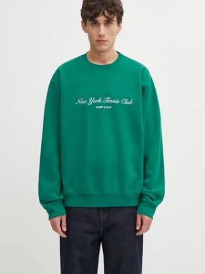 Sporty & Rich bluza bawełniana Ny Tennis Club kolor zielony z nadrukiem ST071621402GR03