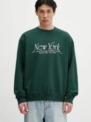 Sporty & Rich bluza bawełniana Ny94 Crewneck kolor zielony z nadrukiem ST071606034GR10
