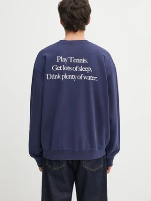 Sporty & Rich bluza bawełniana Play Tennis kolor granatowy z nadrukiem ST071621425BL106