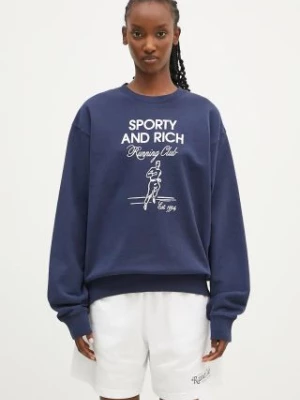 Sporty & Rich bluza bawełniana Running Man damska kolor granatowy z nadrukiem WS067S409RN