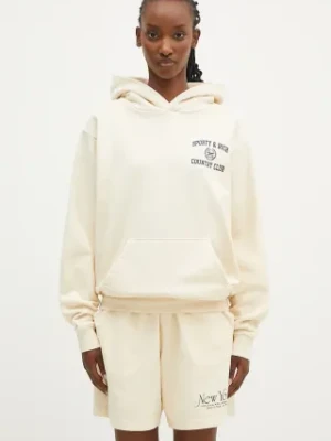 Sporty & Rich bluza bawełniana Varsity Crest damska kolor beżowy z nadrukiem WS066S409VC