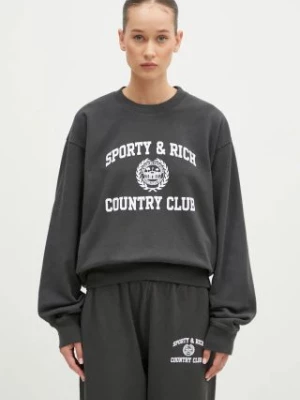 Sporty & Rich bluza bawełniana Varsity Crest damska kolor szary z nadrukiem WS067S409VF