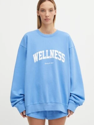 Sporty & Rich bluza bawełniana Wellness Ivy damska kolor niebieski wzorzysta ST071621001BL102