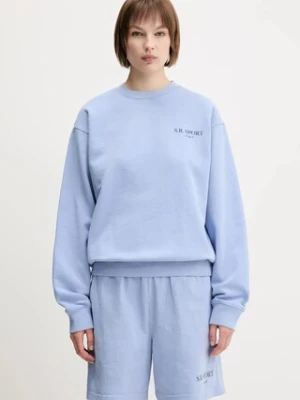Sporty & Rich bluza bawełniana Wimbledon damska kolor niebieski z nadrukiem ST071612201BL59