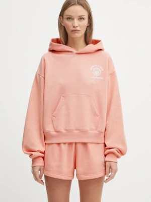 Sporty & Rich bluza California Emblem Soft Cropped damska kolor różowy z kapturem z nadrukiem ST085625508P141