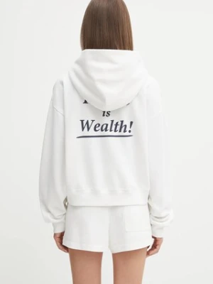 Sporty & Rich bluza Health Is Wealth Soft Cropped damska kolor biały z kapturem z nadrukiem ST085625006WH01