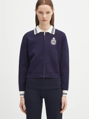 Sporty & Rich kardigan Royal Club Zipped damski kolor granatowy lekki CA006620219BL106