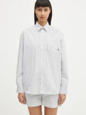 Sporty & Rich koszula bawełniana Src Oversized damska kolor biały relaxed z kołnierzykiem klasycznym SI006606302ST71
